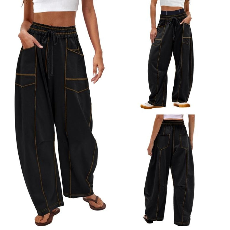 Anna-Berg | Elegant Wide Leg Cargo Pants High Waist Drawstring