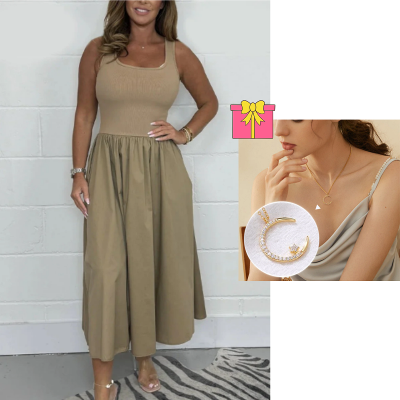 Anna-Berg | Stylish Sleeveless A-Line Dress With Square Neckline