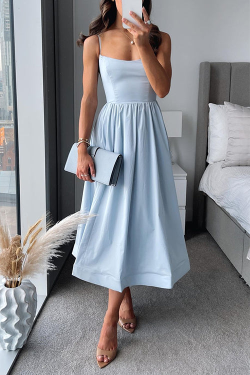 Anna-Berg | Elegant Sleeveless Midi Dress With Spaghetti Straps