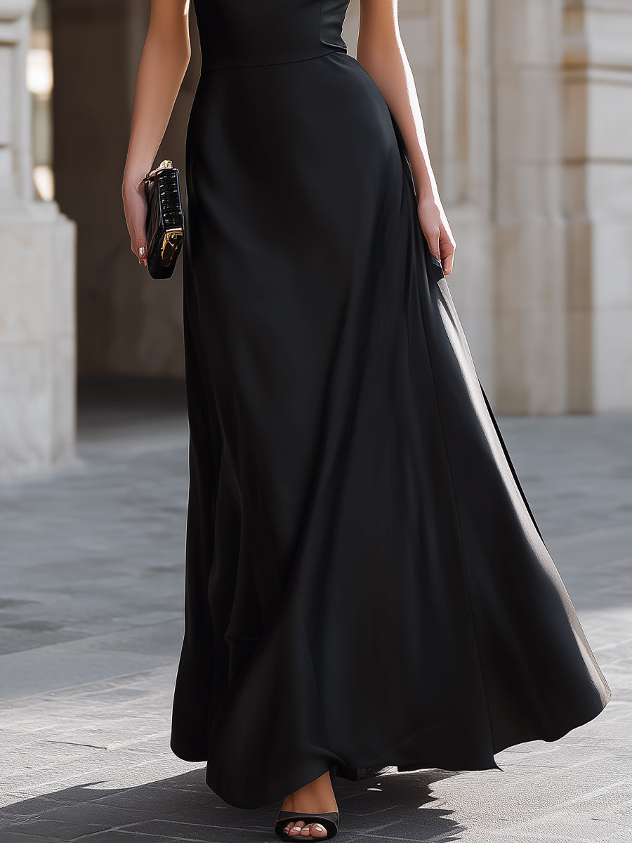 Anna-Berg | One-Shoulder Draped High-Neck Dress