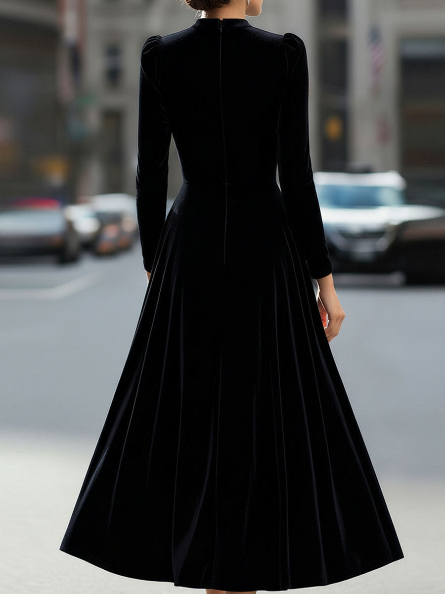 Anna-Berg | Luxurious Velvet Long-Sleeve Midi Dress