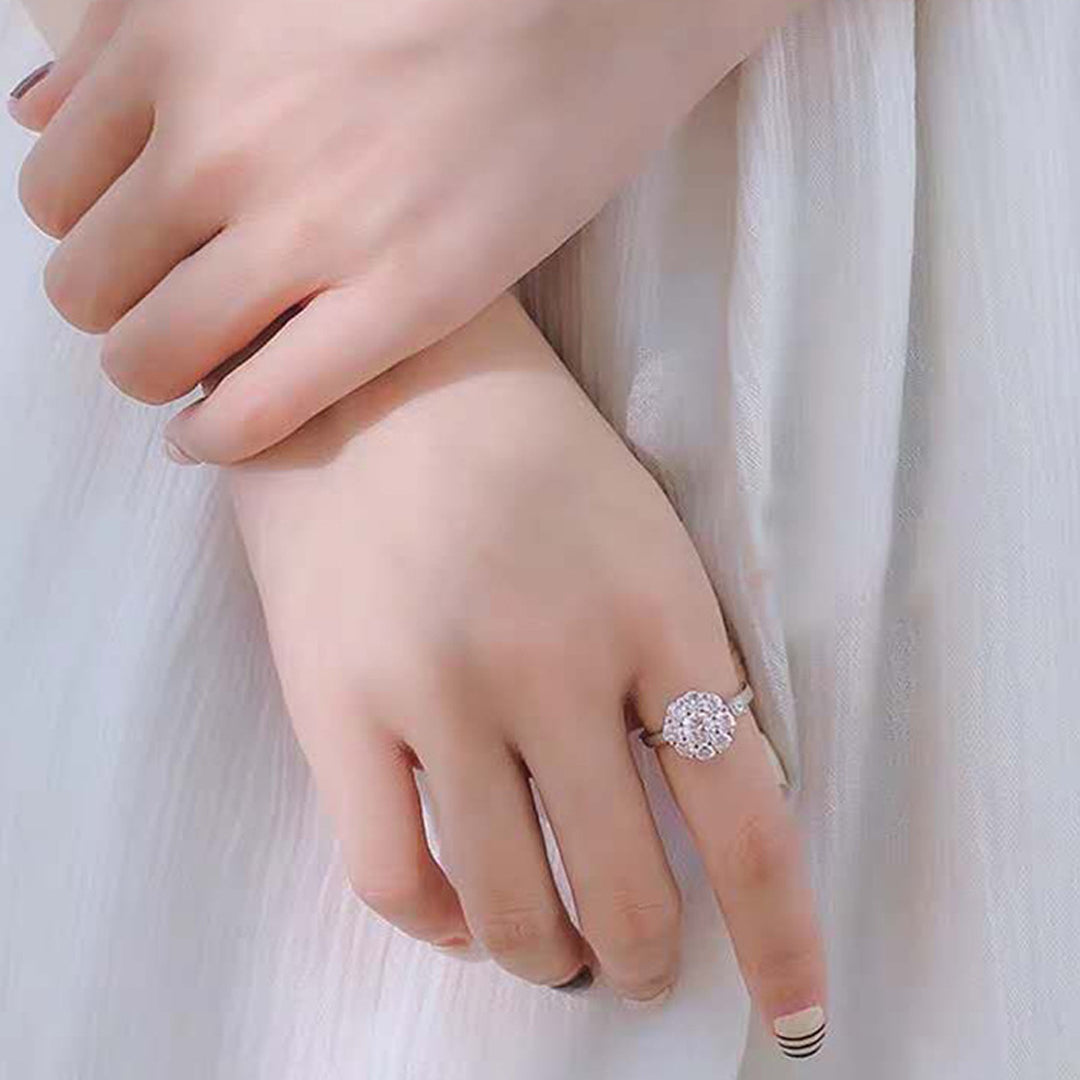 Adjustable Silver Crystal Rotating Ring