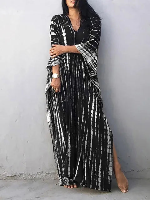 Anna-Berg | Sculpted Caftan Printed Flowing Relaxed Fit Summer Maxi Dress