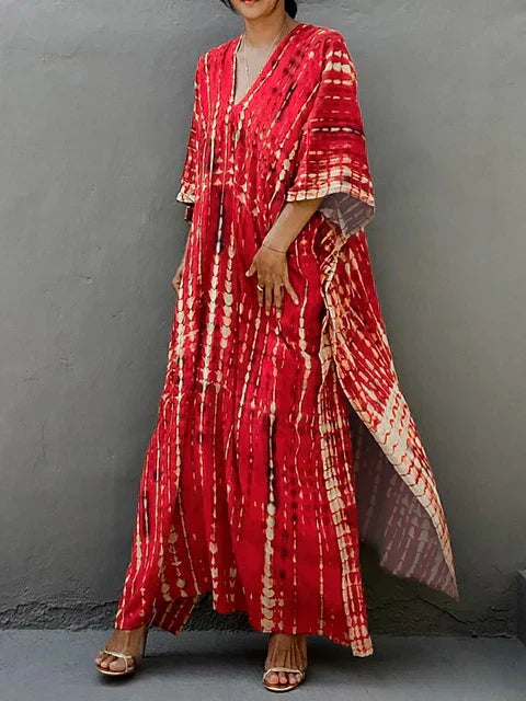 Anna-Berg | Sculpted Caftan Printed Flowing Relaxed Fit Summer Maxi Dress
