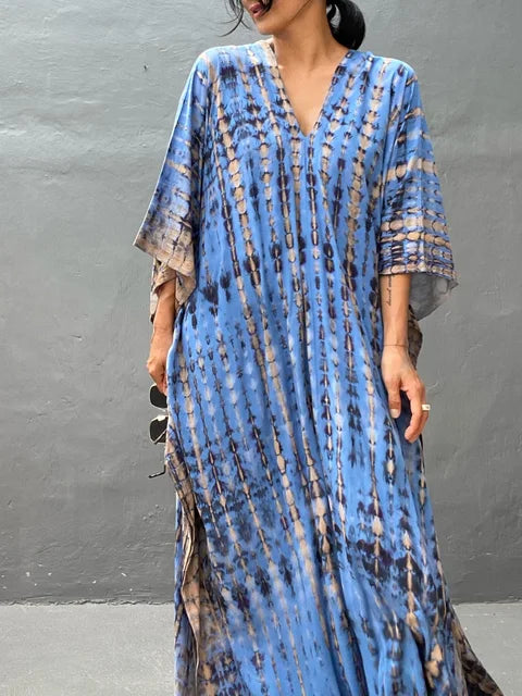 Anna-Berg | Sculpted Caftan Printed Flowing Relaxed Fit Summer Maxi Dress