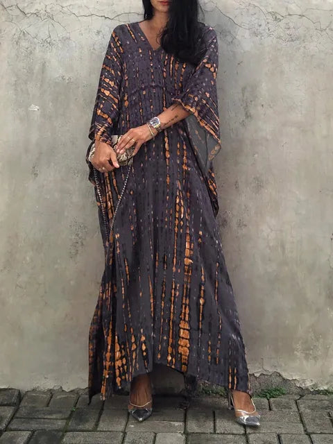 Anna-Berg | Sculpted Caftan Printed Flowing Relaxed Fit Summer Maxi Dress