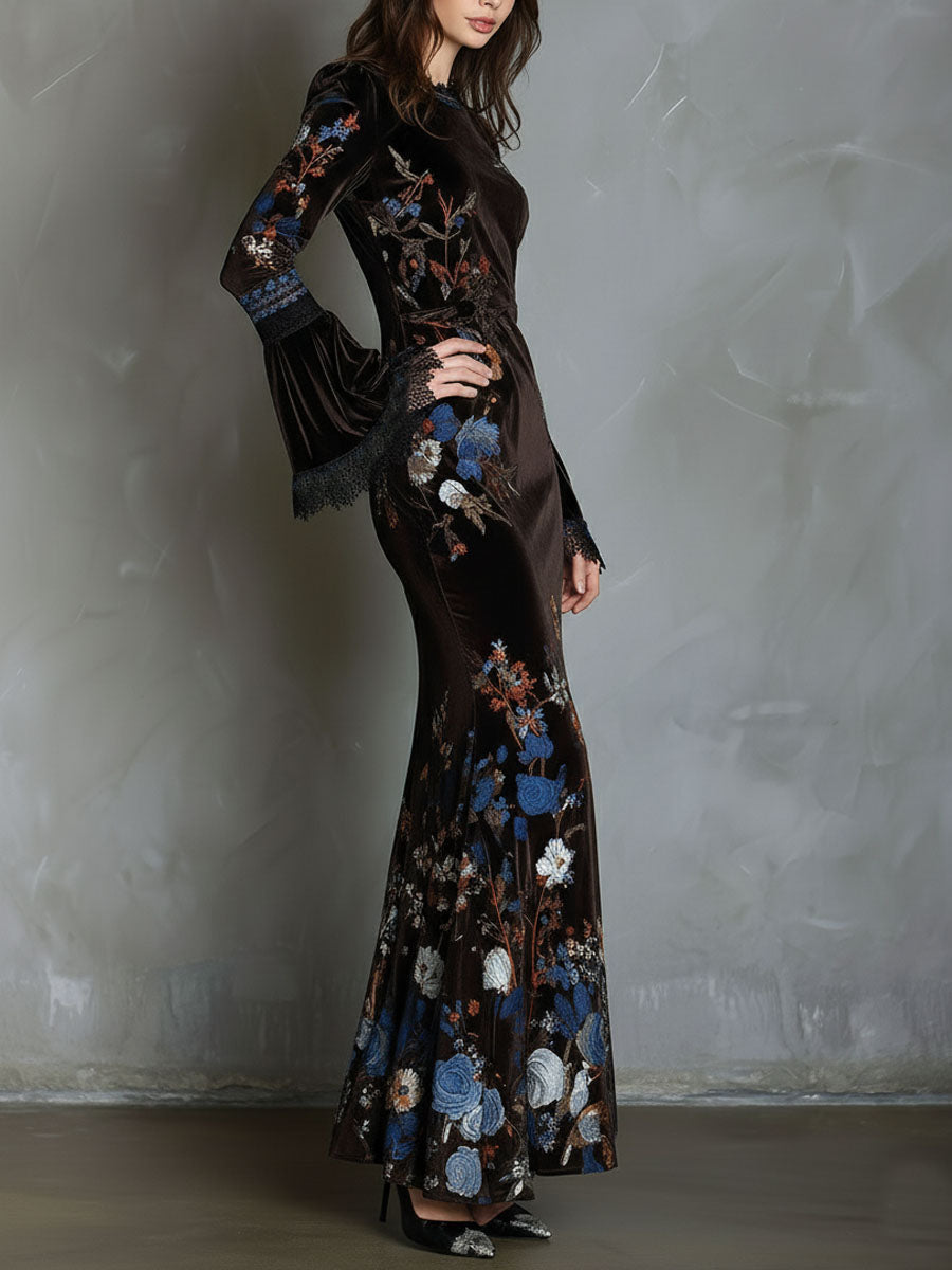 Anna-Berg | Velvet Floral Elegance Evening Dress