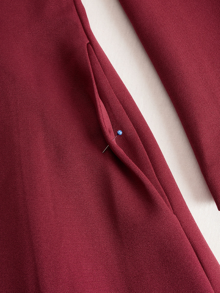 Anna-Berg | Elegant Band Collar Button-Down Midi Dress With Belt