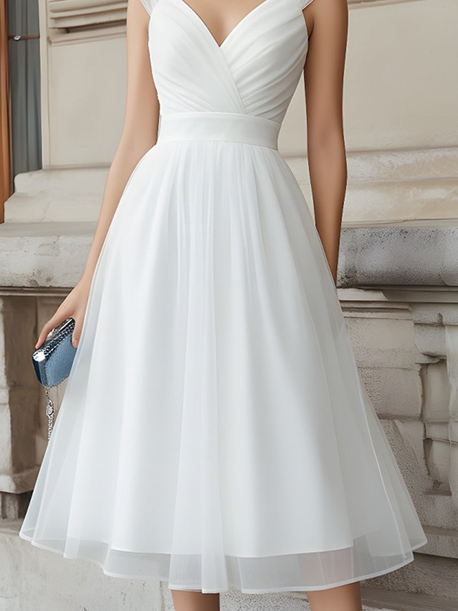 Anna-Berg | V-Neck Pleated Dress
