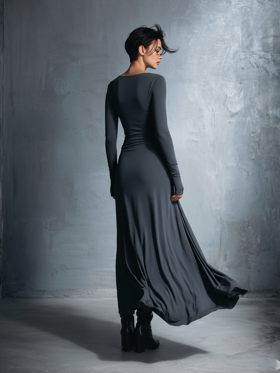 Anna-Berg | Grey Knit Wrap Dress