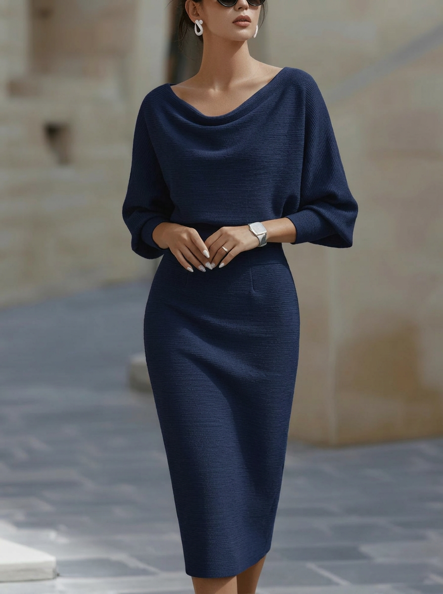 Anna-Berg | Elegant Temperament Fashionable Bat Sleeve Dress
