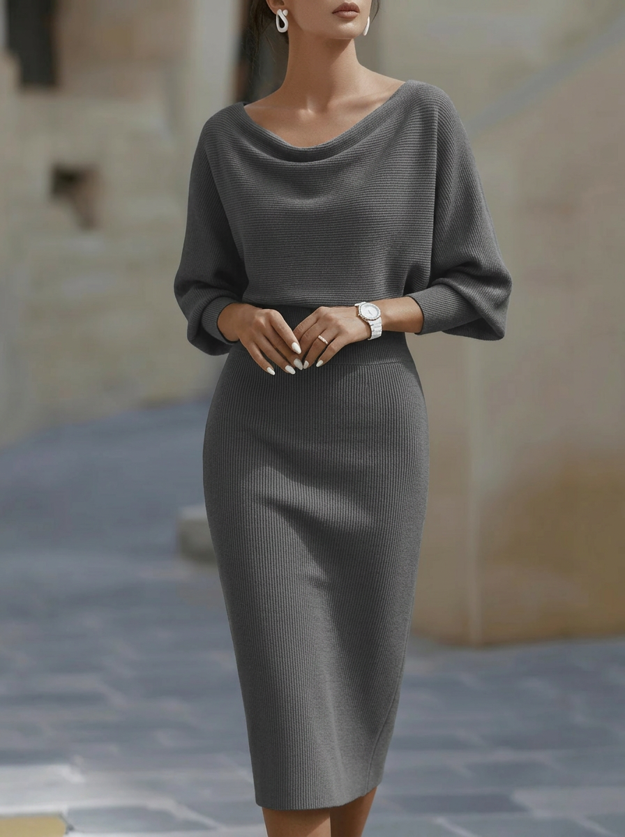 Anna-Berg | Elegant Temperament Fashionable Bat Sleeve Dress