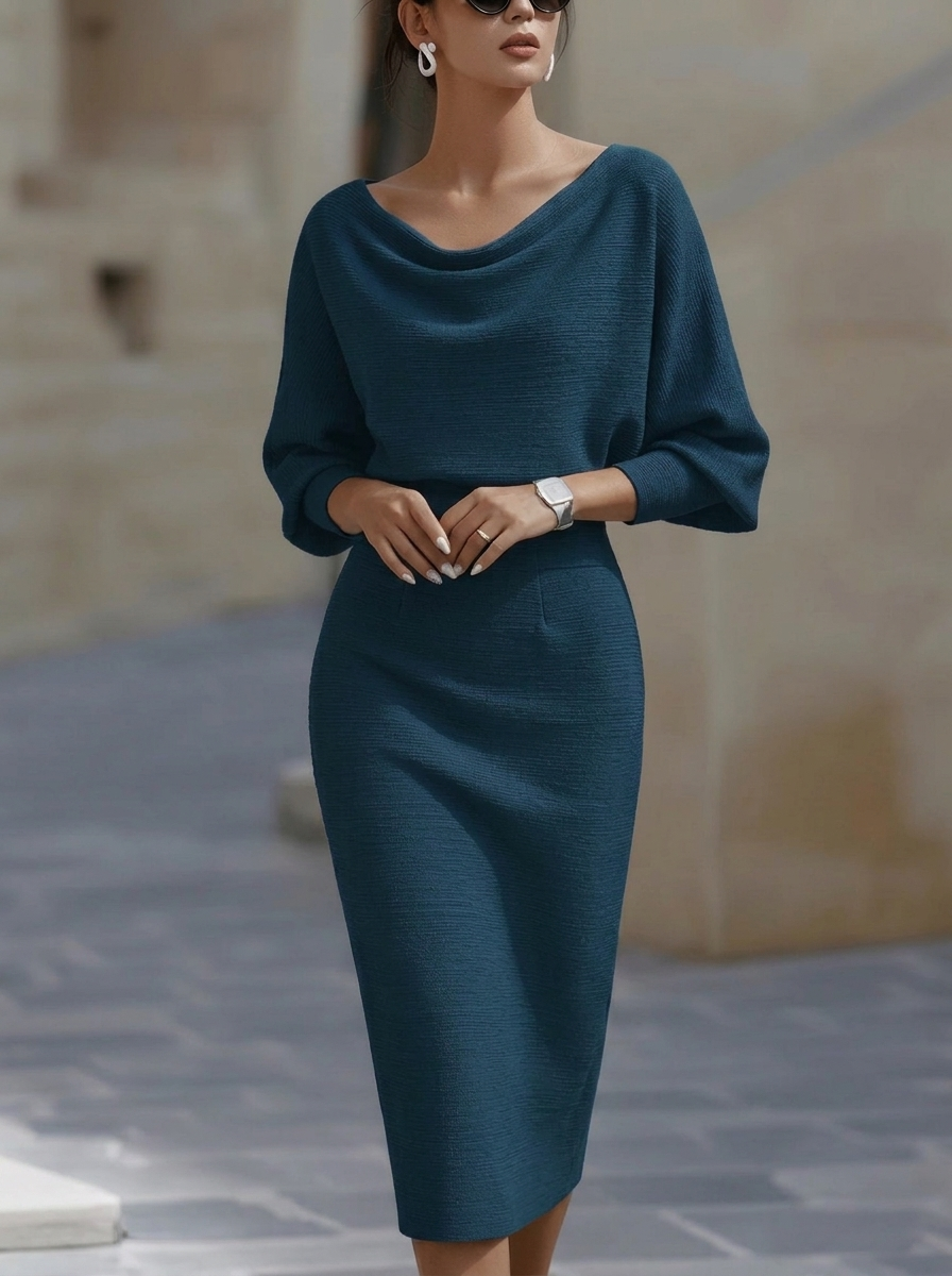 Anna-Berg | Elegant Temperament Fashionable Bat Sleeve Dress