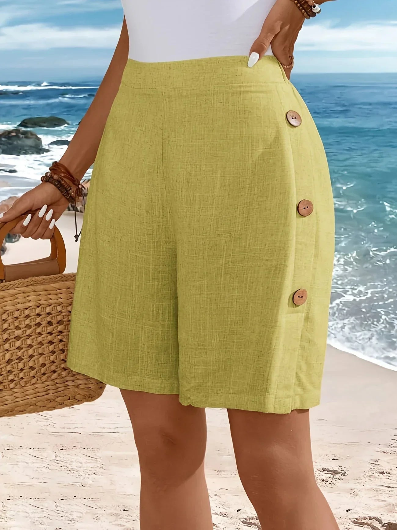 Anna-Berg | Sophisticated Comfortable Shorts With Buttons