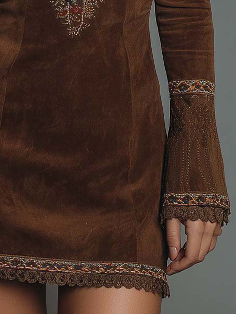 Anna-Berg | Vintage Brown Suede Dress