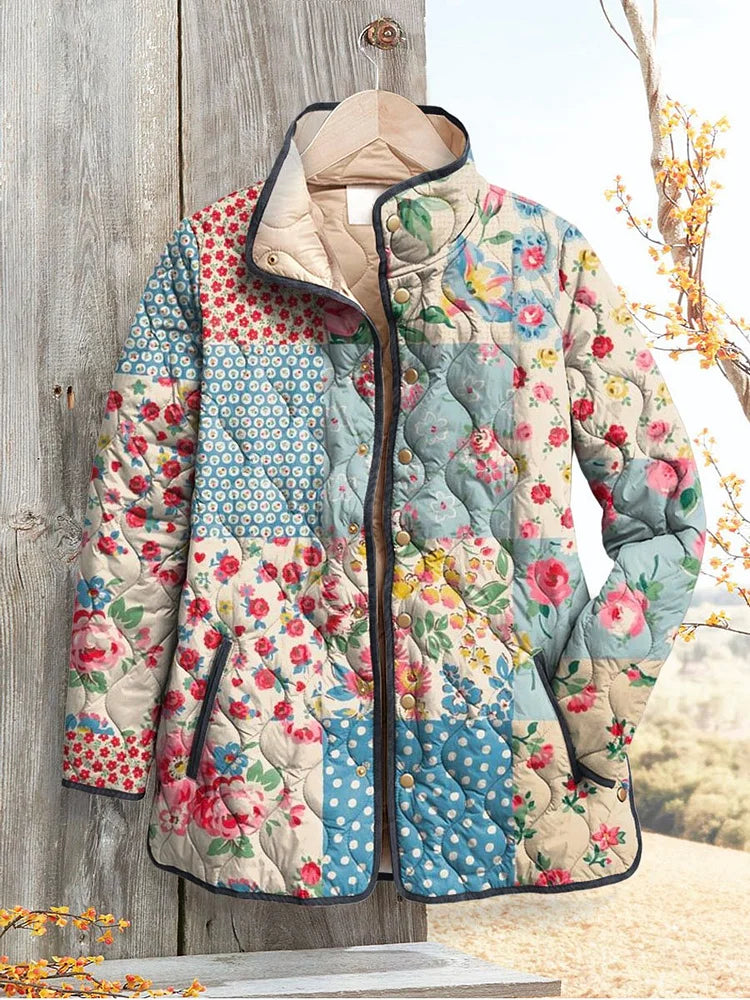 Anna-Berg | Floral Quilted Jacket - Vintage Casual Style