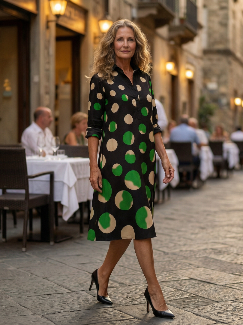 Anna-Berg | Refined Contrast Polka Dot Dress
