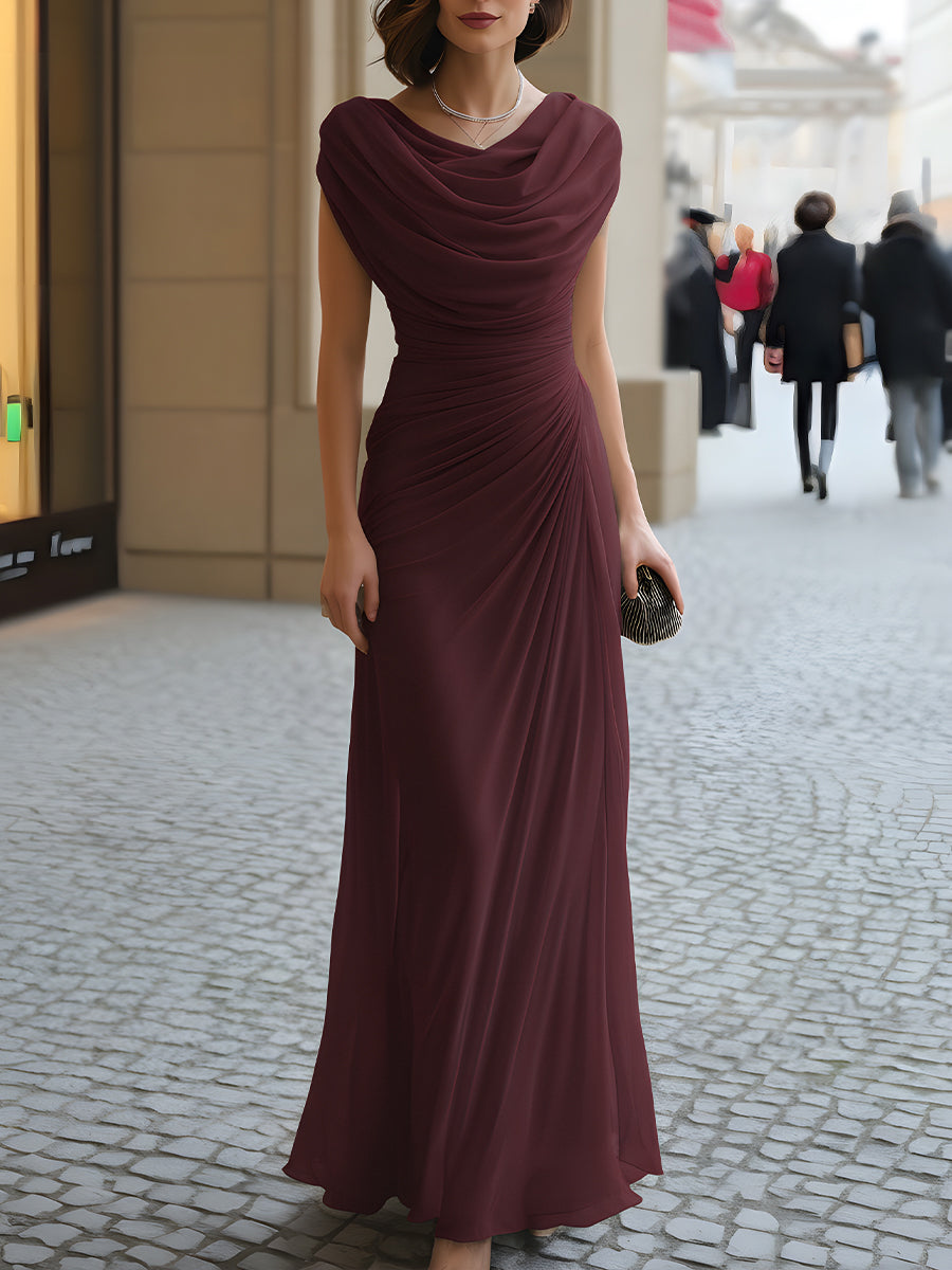 Anna-Berg | Draped Cowl-Neck Ruched Dress