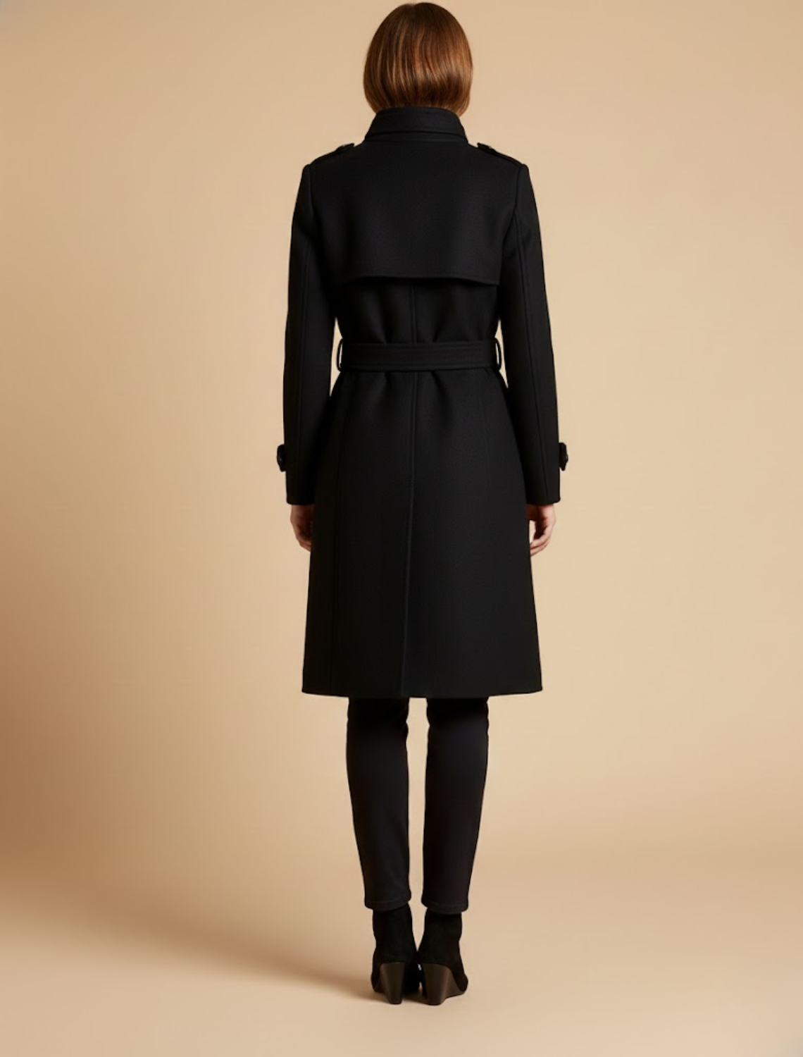 Anna-Berg | Long Coat, Double-Breasted, Mid-Length, Classic Collar