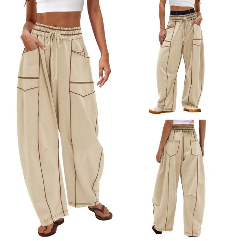 Anna-Berg | Elegant Wide Leg Cargo Pants High Waist Drawstring