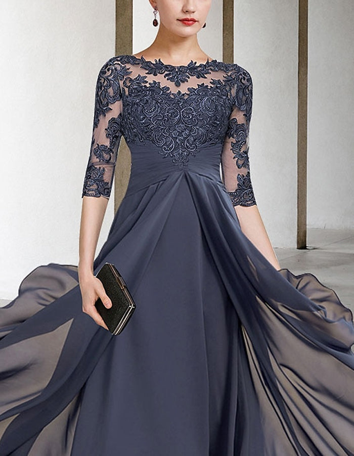 Anna-Berg | Chiffon A-Line Three-Quarter Sleeve Dress