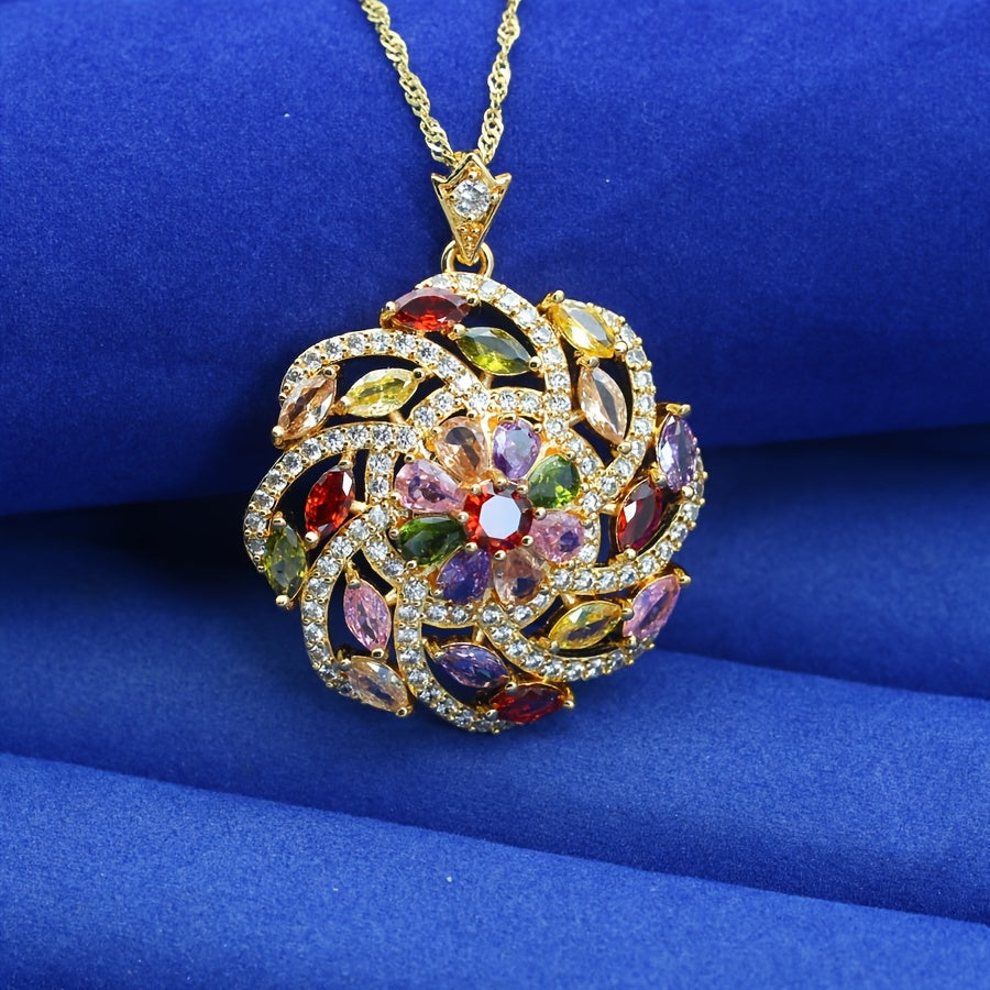 Elegant Multicolored Cubic Zirconia Pendant Necklace