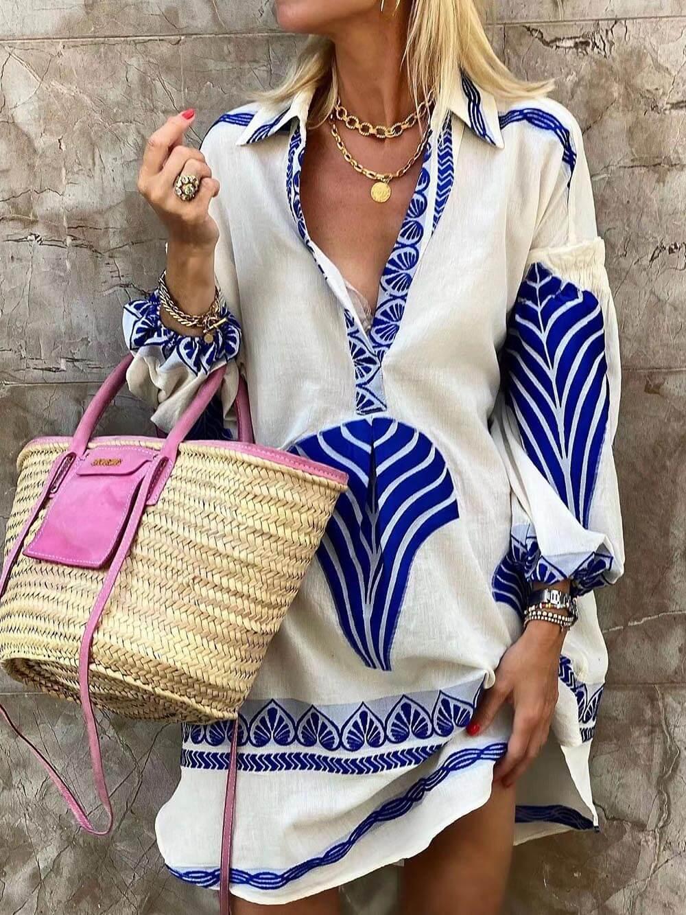 Anna-Berg | Graceful Simple Unique Print Holiday Mini Dress