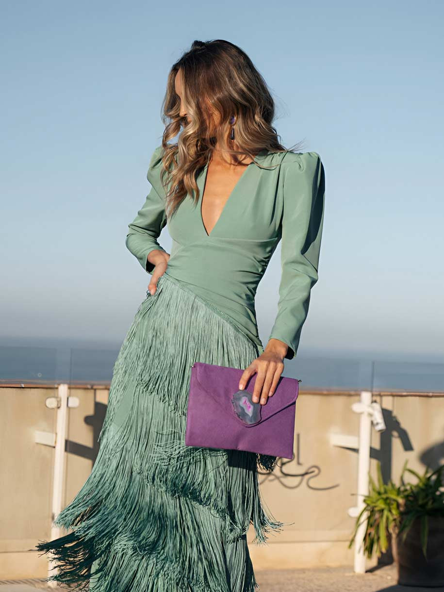 Anna-Berg | Graceful Fringe Dress Sage Made to Turn Heads