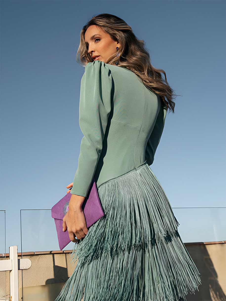 Anna-Berg | Graceful Fringe Dress Sage Made to Turn Heads
