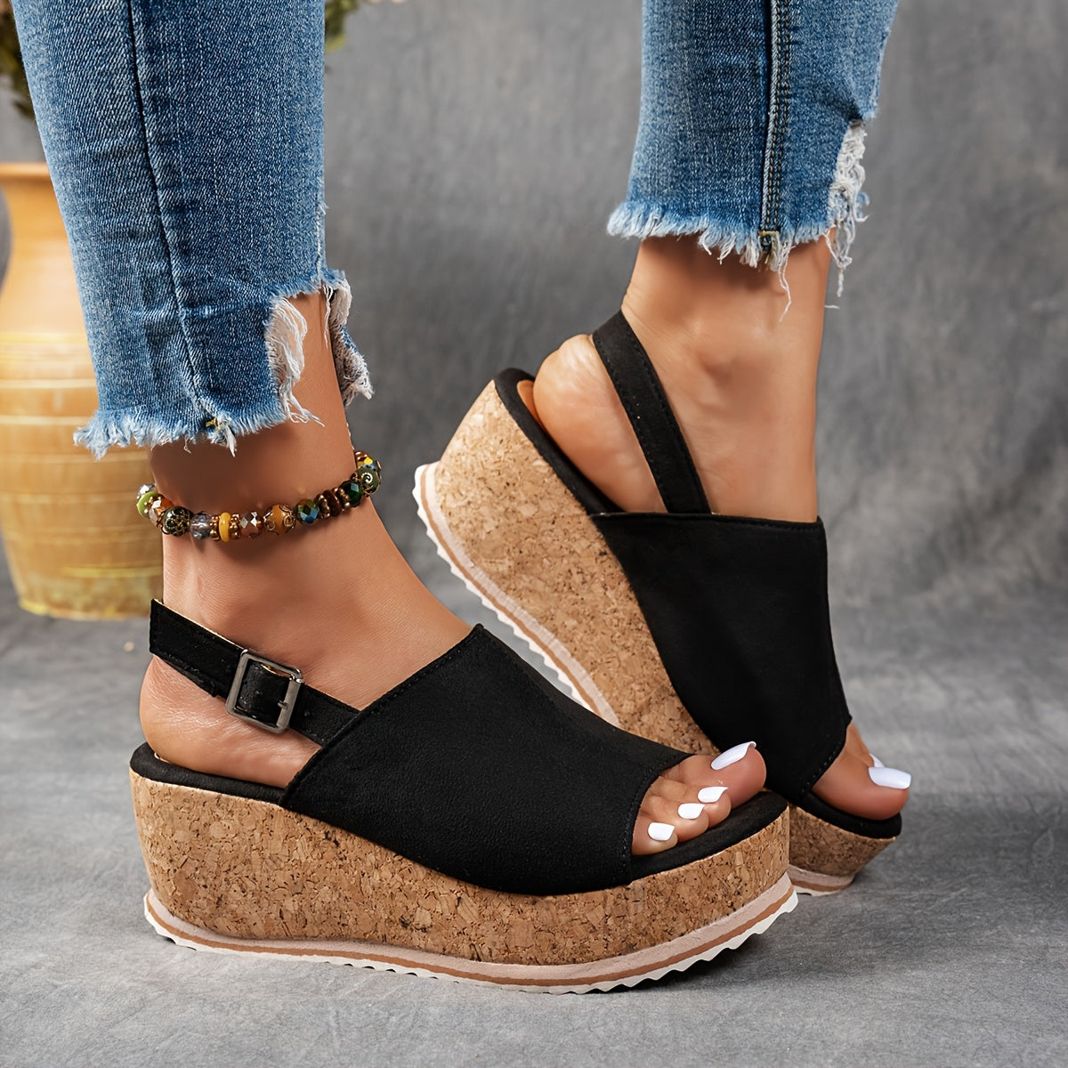 Anna-Berg | Graceful Platform Adjustable Buckle Sandals