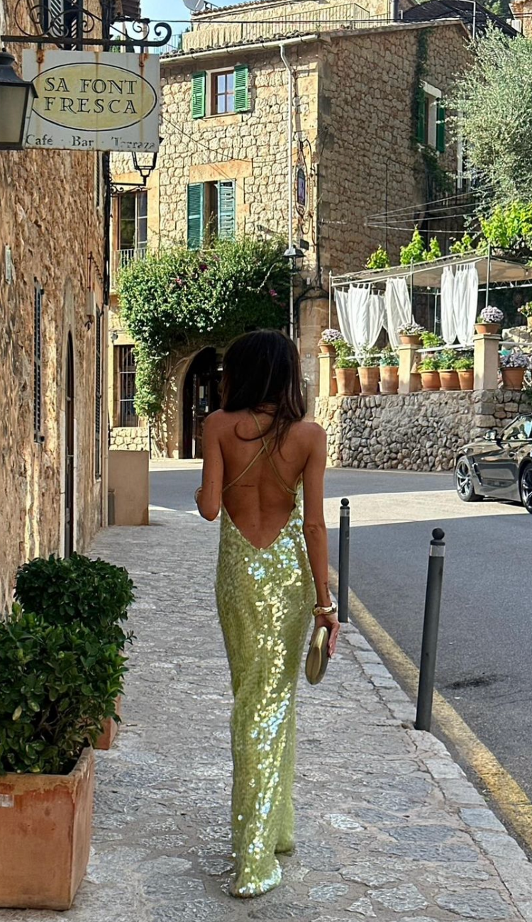 Anna-Berg | Feminine Sequin Cowl Neck Maxi Dress for Every Occasion