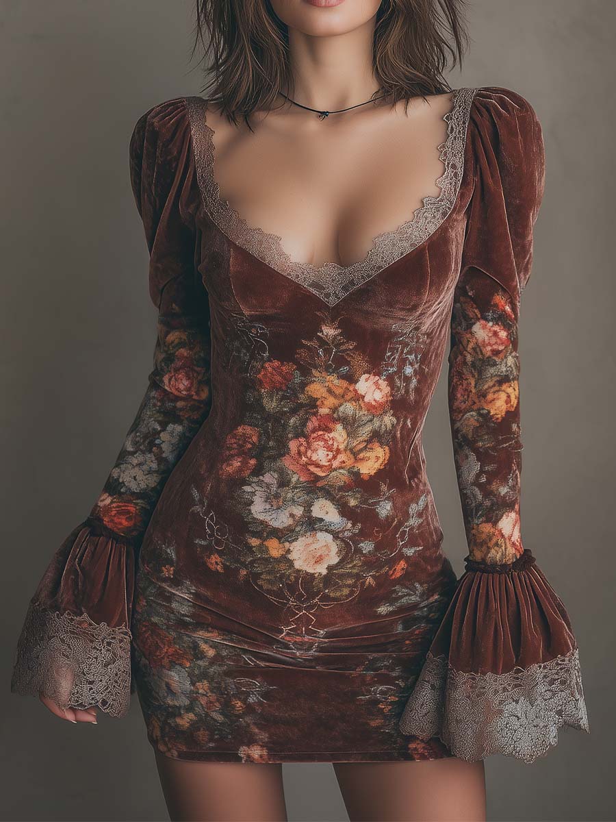 Anna-Berg | Vintage Floral Velvet Lace Dress