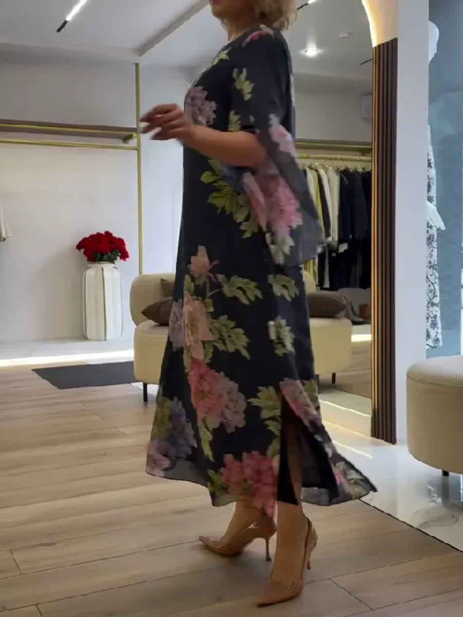 Anna-Berg | Elegant Light Maxi Dress With Floral Print For Ultimate Comfort