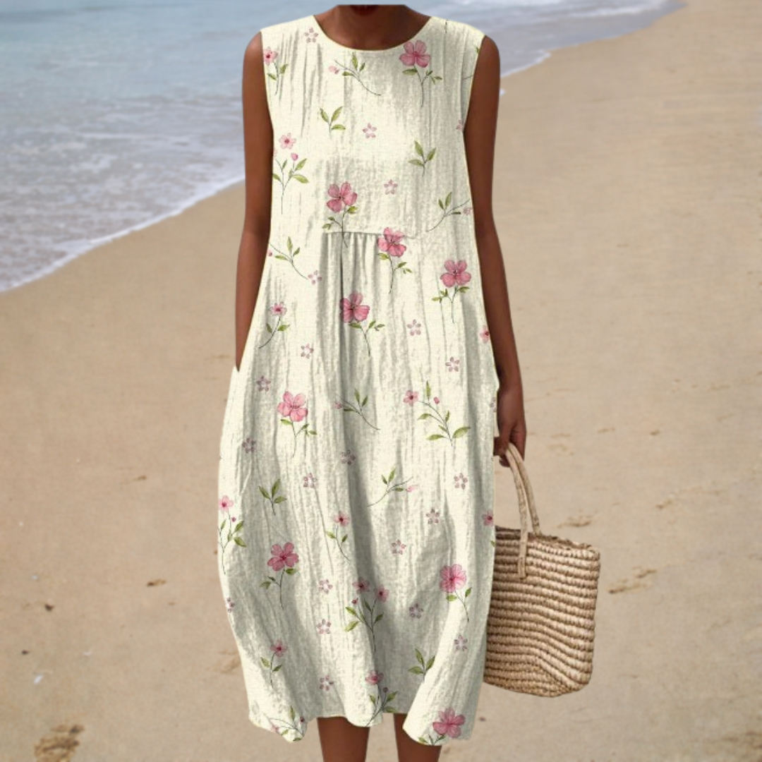 Anna-Berg | Flowing Floral Midi Dress with a Flattering Silhouette