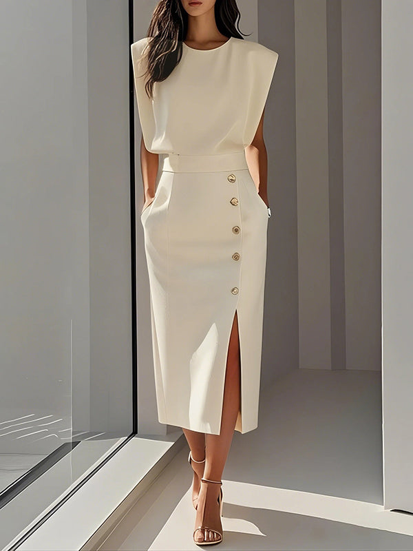 Anna-Berg | High Waisted Split-Front Skirt Dress