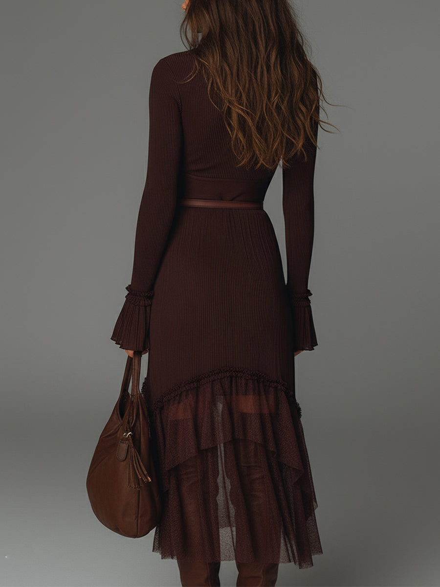 Anna-Berg | Mesh Pleated Casual Dress