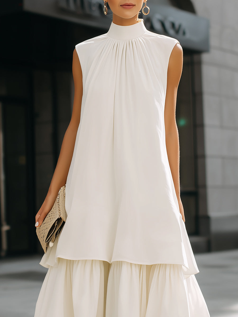 Anna-Berg | High Neck Layered Hem Dress