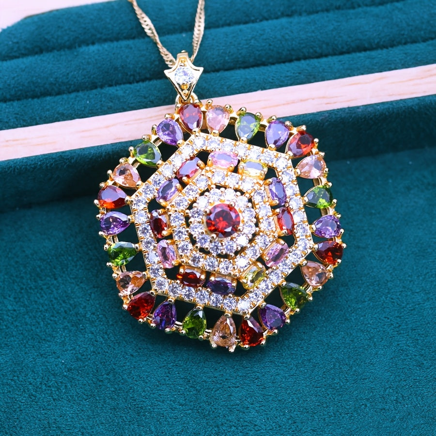 Elegant Hanging Necklace with Synthetic Cubic Zirconia