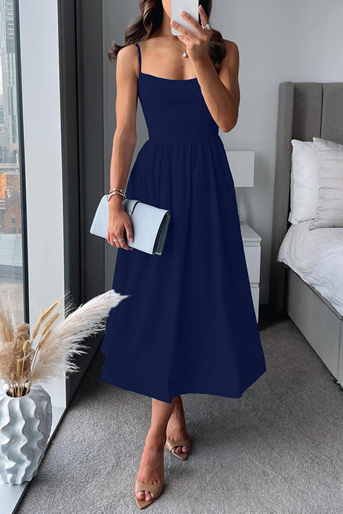 Anna-Berg | Elegant Sleeveless Midi Dress With Spaghetti Straps