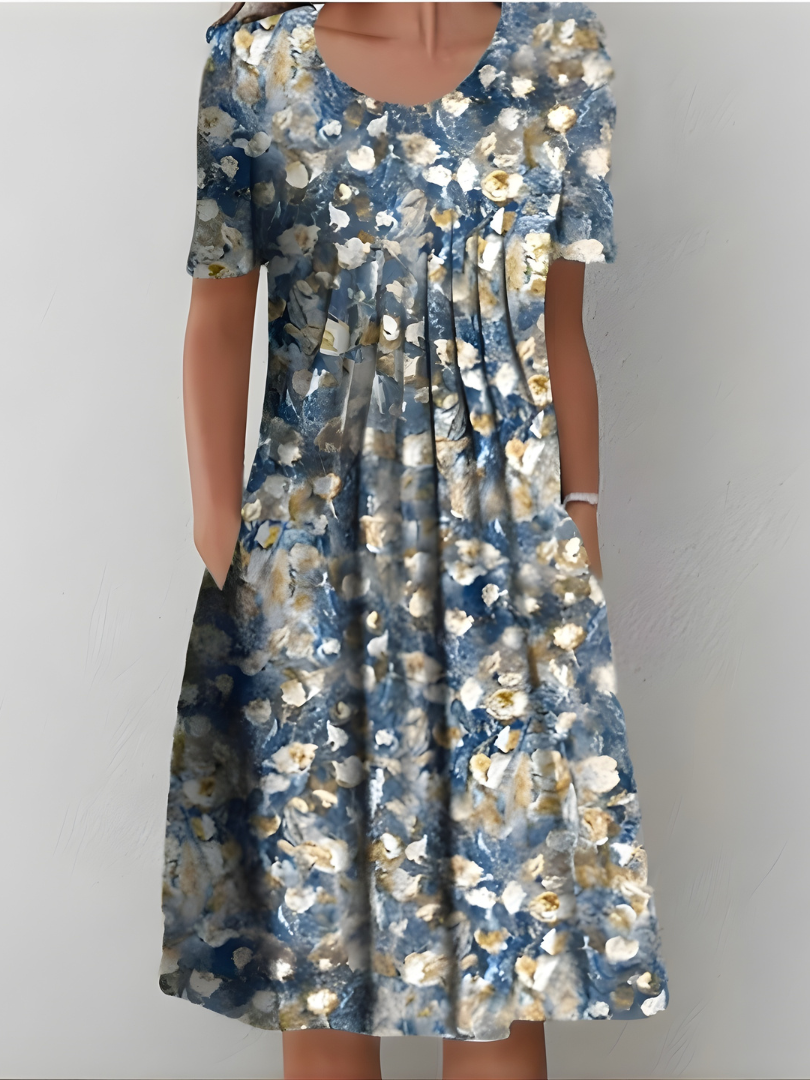Anna-Berg | Modern Lefèvre Pleated Floral Dress for a Polished Look