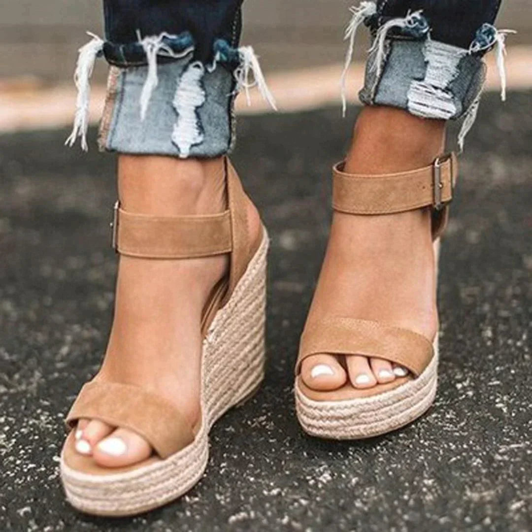Anna-Berg | Modern Woven Adjustable Buckle Wedge Sandals