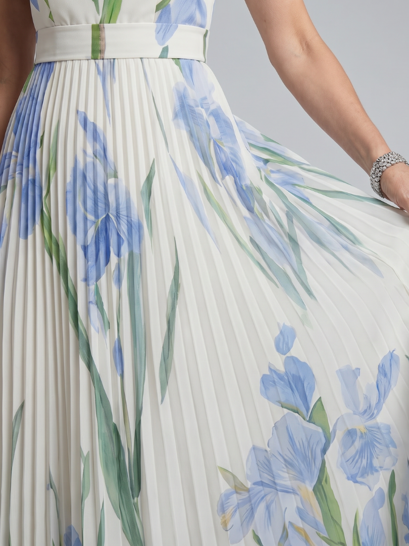 Anna-Berg | Timeless Sleeveless Square Neck Floral Print Midi Dress