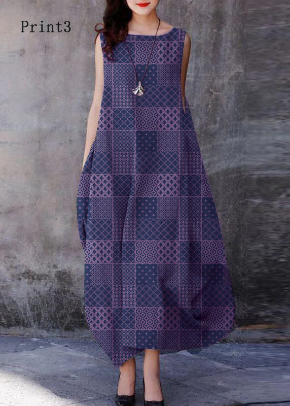 Anna-Berg | Bohemian Purple O-Neck Extra Large Dress
