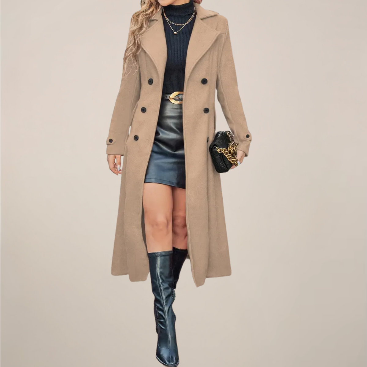 Anna-Berg | Overcoat - Double-Breasted, Tailored Lapel Design