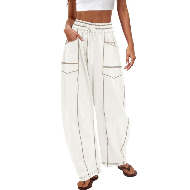 Anna-Berg | Elegant Wide Leg Cargo Pants High Waist Drawstring