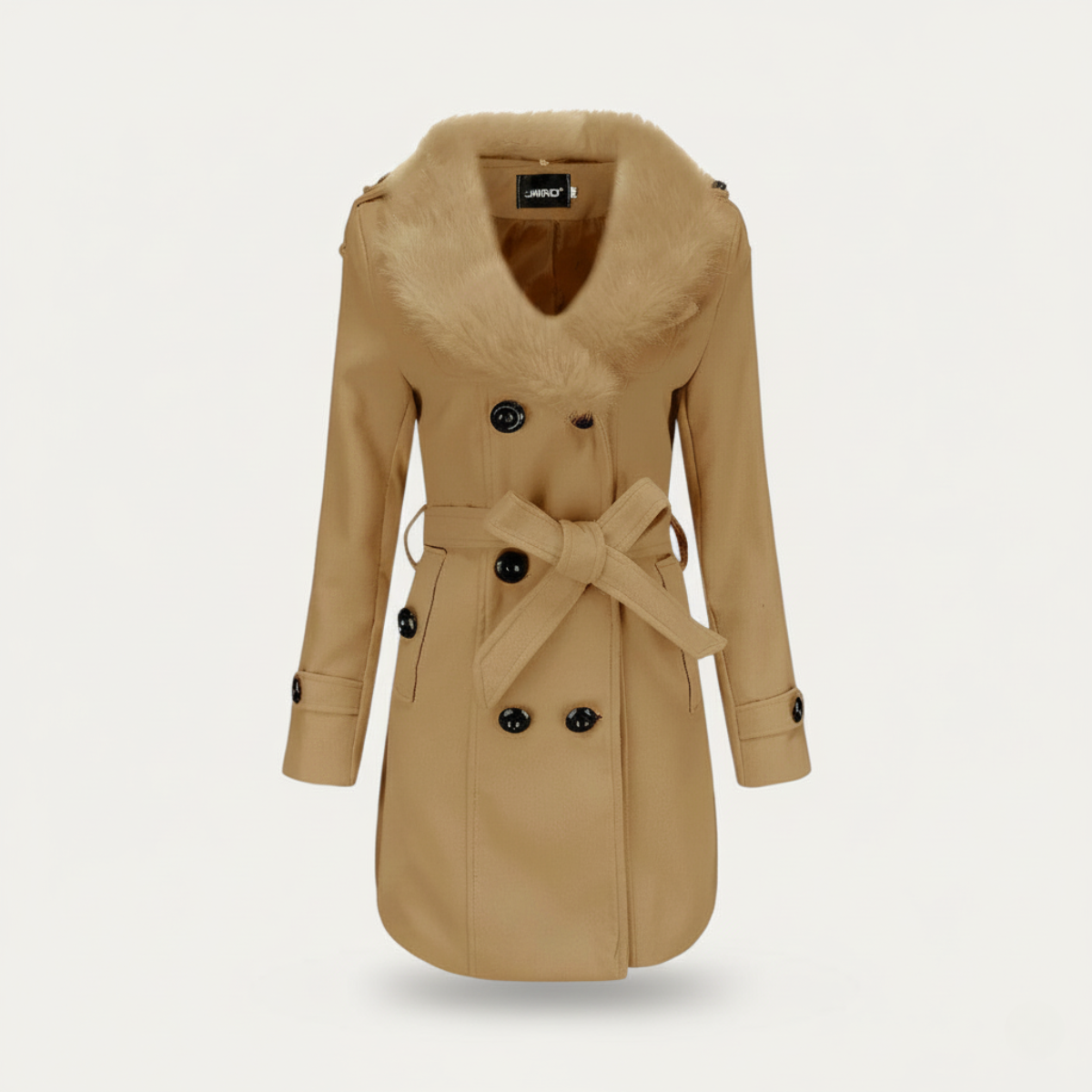 Anna-Berg | Trench Coat, Double-Breasted, Belted, Faux Fur Collar