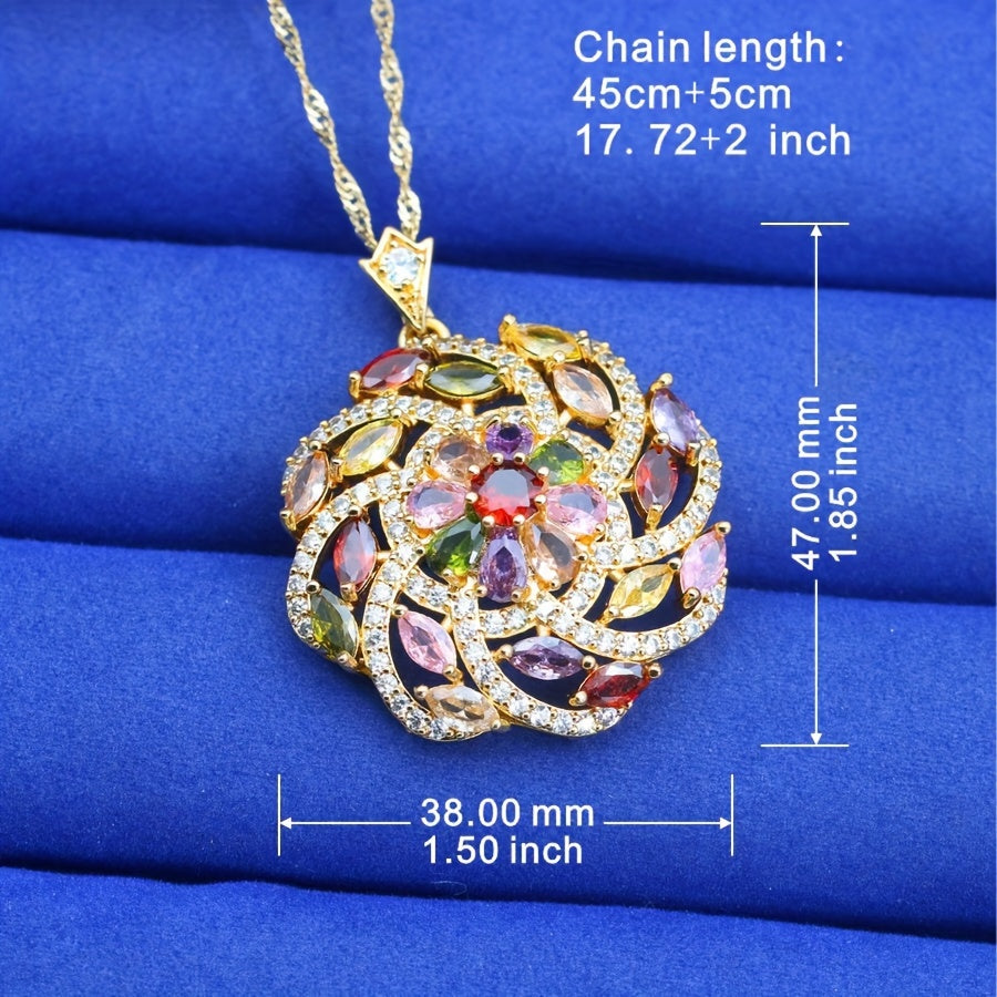 Elegant Multicolored Cubic Zirconia Pendant Necklace
