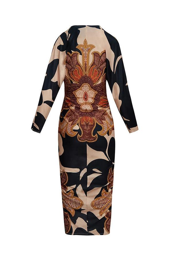 Anna-Berg | Effortless Unique Print Dolman Midi Dress