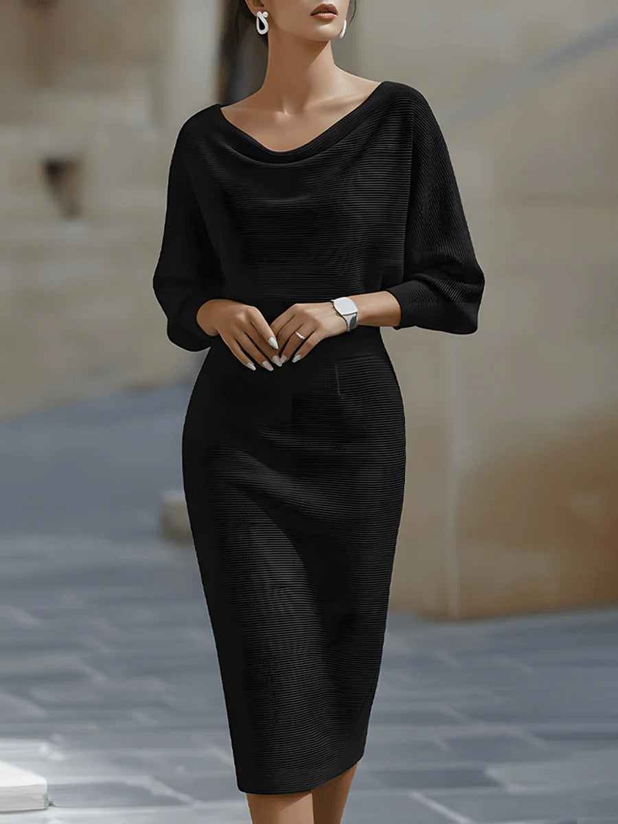 Anna-Berg | Elegant Temperament Fashionable Bat Sleeve Dress