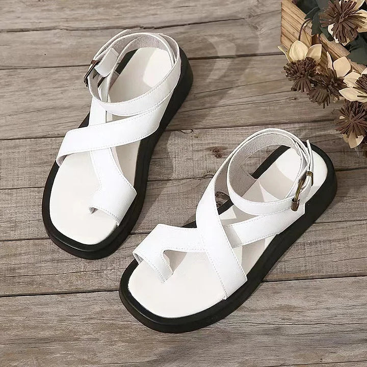 Anna-Berg | Flowing Platform Flat Buckle Sandals